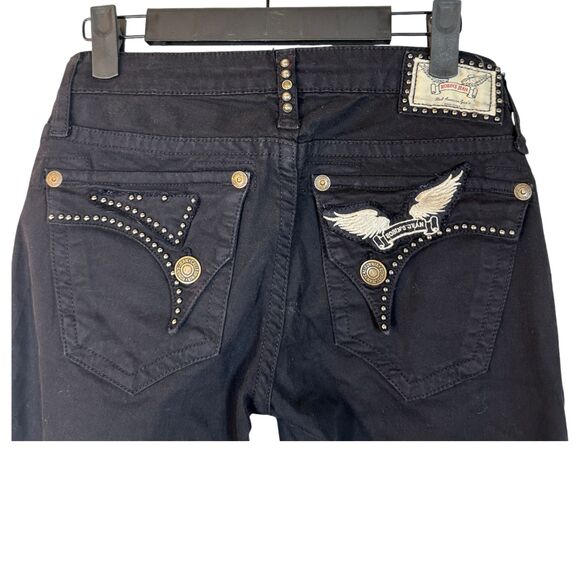Robin's Jeans SP8369 Long Flap Studded Pockets Black Skinny Jeans Women's 26 - Picture 8 of 8